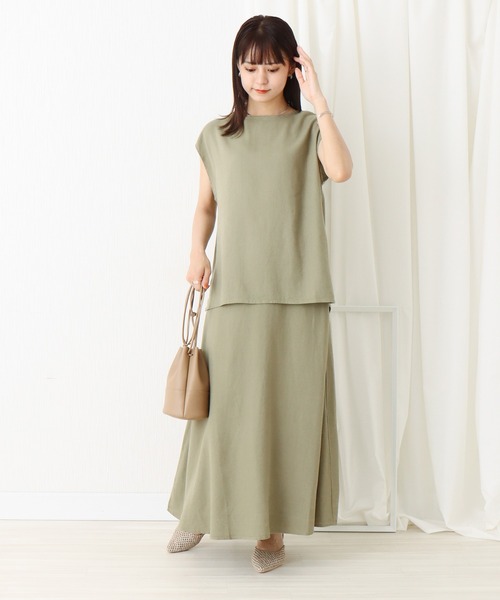 libelle more(リベル モア)の「綿レーヨン麻スカートセットアップ(スカート・レディース・ブラウン/ベージュ/カーキ/チャコールグレー・L/M)」の11枚目の写真