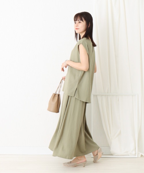 libelle more(リベル モア)の「綿レーヨン麻スカートセットアップ(スカート・レディース・ブラウン/ベージュ/カーキ/チャコールグレー・L/M)」の6枚目の写真