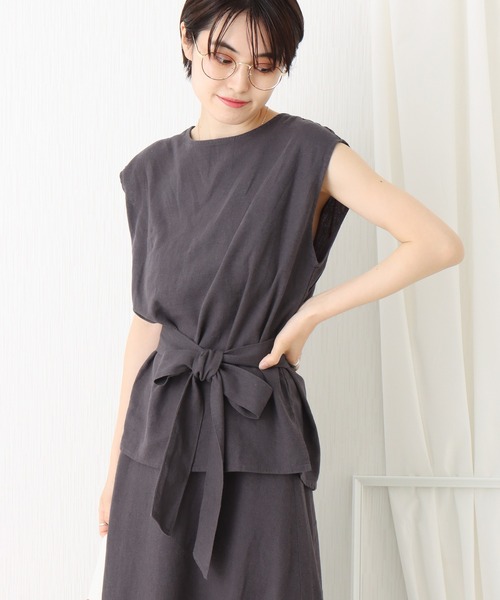 libelle more(リベル モア)の「綿レーヨン麻スカートセットアップ(スカート・レディース・ブラウン/ベージュ/カーキ/チャコールグレー・L/M)」の5枚目の写真