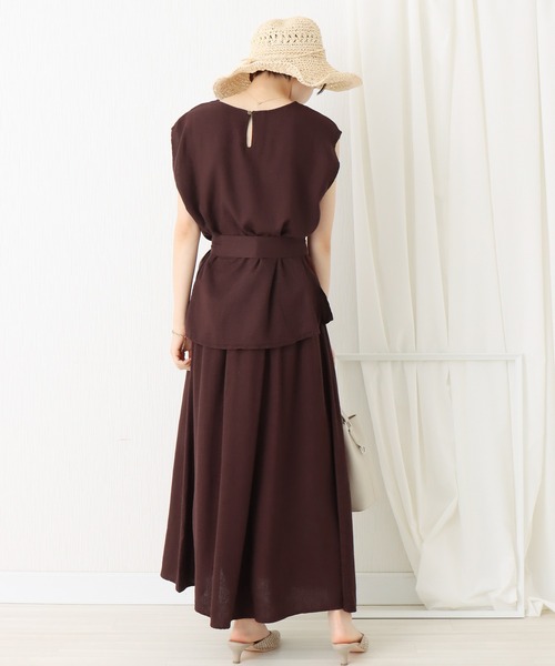 libelle more(リベル モア)の「綿レーヨン麻スカートセットアップ(スカート・レディース・ブラウン/ベージュ/カーキ/チャコールグレー・L/M)」の8枚目の写真