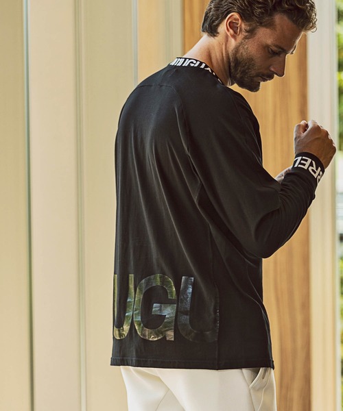 1PIU1UGUALE3  RELAX （ウノピゥウノウグァーレトレ リラックス）の「1PIU1UGUALE3 RELAX(ウノピゥウノウグァーレトレ)ワイドネックロゴ長袖Tシャツ（Tシャツ/カットソー・メンズ・ホワイト/ブラック・S/M/L/XL/XXL）」の8枚目の写真