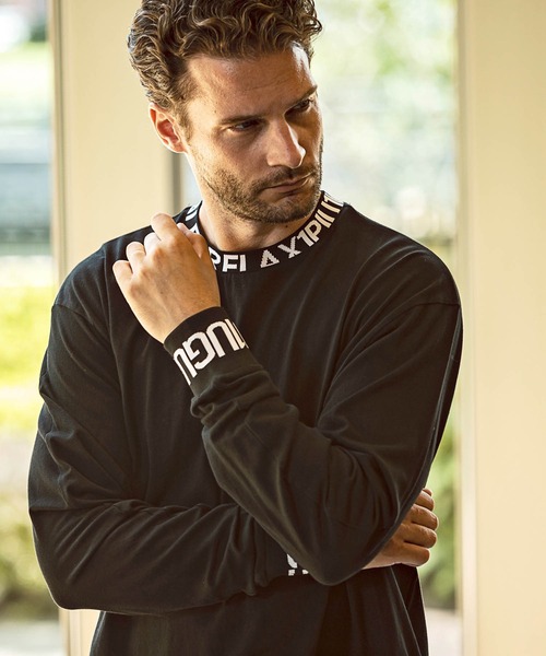 1PIU1UGUALE3  RELAX （ウノピゥウノウグァーレトレ リラックス）の「1PIU1UGUALE3 RELAX(ウノピゥウノウグァーレトレ)ワイドネックロゴ長袖Tシャツ（Tシャツ/カットソー・メンズ・ホワイト/ブラック・S/M/L/XL/XXL）」の13枚目の写真