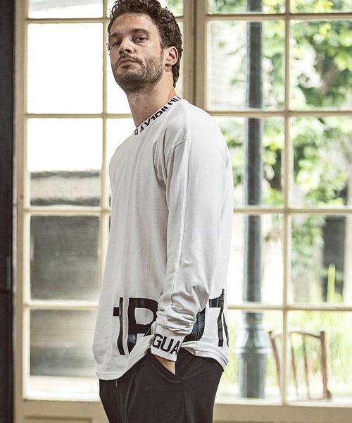 1PIU1UGUALE3  RELAX （ウノピゥウノウグァーレトレ リラックス）の「1PIU1UGUALE3 RELAX(ウノピゥウノウグァーレトレ)ワイドネックロゴ長袖Tシャツ（Tシャツ/カットソー・メンズ・ホワイト/ブラック・S/M/L/XL/XXL）」の16枚目の写真