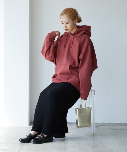 FREAK'S STORE（フリークスストア）の「▽【WEB限定】ヘビーウェイト裏起毛スウェットパーカー(フーディ・トレーナー)（パーカー・レディース・ナチュラル/ライトグレー/グレー/ブラック/ダークブラウン/レッド/マスタード/オリーブ/ブルー/イエロー/ラベンダー・ﾌﾘ-）」の16枚目の写真