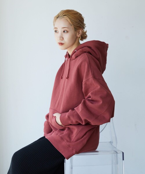 FREAK'S STORE（フリークスストア）の「▽【WEB限定】ヘビーウェイト裏起毛スウェットパーカー(フーディ・トレーナー)（パーカー・レディース・ナチュラル/ライトグレー/グレー/ブラック/ダークブラウン/レッド/マスタード/オリーブ/ブルー/イエロー/ラベンダー・ﾌﾘ-）」の18枚目の写真