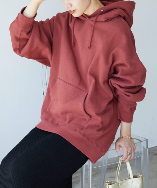 FREAK'S STORE（フリークスストア）の「▽【WEB限定】ヘビーウェイト裏起毛スウェットパーカー(フーディ・トレーナー)（パーカー・レディース・ナチュラル/ライトグレー/グレー/ブラック/ダークブラウン/レッド/マスタード/オリーブ/ブルー/イエロー/ラベンダー・ﾌﾘ-）」の19枚目の写真