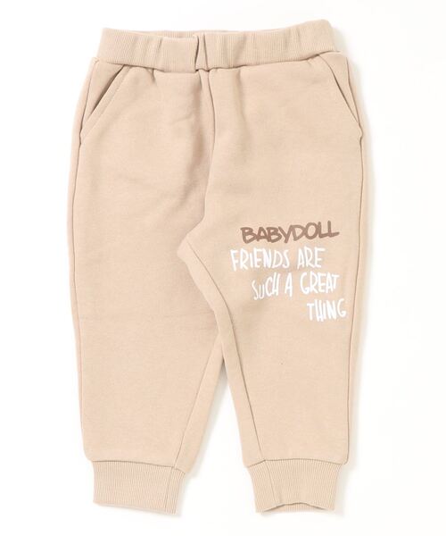 BABYDOLL(ベビードール)の「ロゴグラフィティーロングパンツ 5408K (トップス別売)(スウェットパンツ・キッズ・ブラック/ベージュ・80cm/90cm/110cm/100cm/120cm/130cm/140cm)」の1枚目の写真