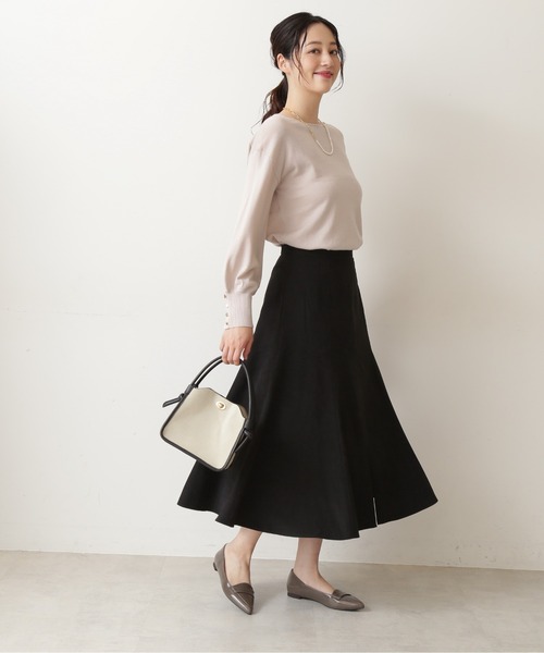 NATURAL BEAUTY BASIC（ナチュラルビューティーベーシック）の「フロントスリットスカート/0171220900（スカート・レディース・ベージュ/ピンク/ブラック・MEDIUM/X-SMALL/SMALL）」の4枚目の写真