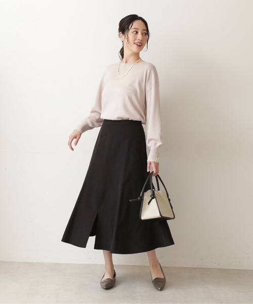 NATURAL BEAUTY BASIC（ナチュラルビューティーベーシック）の「フロントスリットスカート/0171220900（スカート・レディース・ベージュ/ピンク/ブラック・MEDIUM/X-SMALL/SMALL）」の5枚目の写真