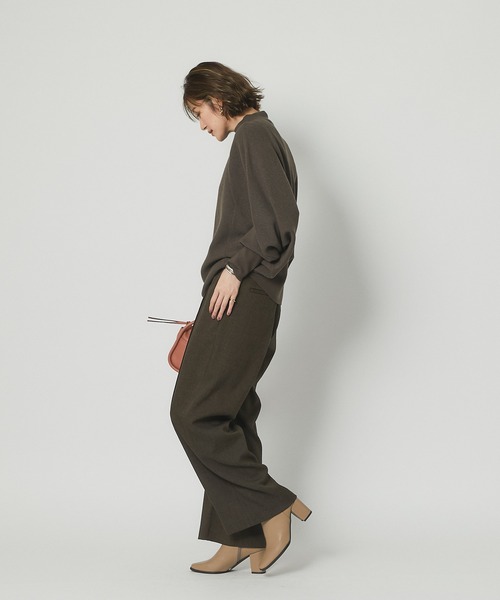 RIVE DROITE（リヴドロワ）の「《2サイズ展開》広がらないスッキリしたシルエットが魅力　メランジツイルストレッチワイドパンツ（スラックス・レディース・ベージュ/ブラウン・38/36）」の21枚目の写真