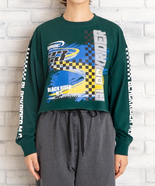 WEGO(ウィゴー)の「WEGO/スリーブプリントショートロンT(Tシャツ/カットソー・レディース・グリーン/ブラック・FREE)」の10枚目の写真