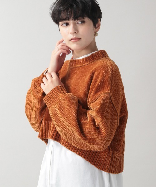 RAGEBLUE（レイジブルー）の「ソデパフモールショートニット/951515（ニット/セーター・レディース・ブラウン/グレー/オフホワイト/ブルー/グリーン/オレンジ/イエロー/パープル・FREE）」の8枚目の写真