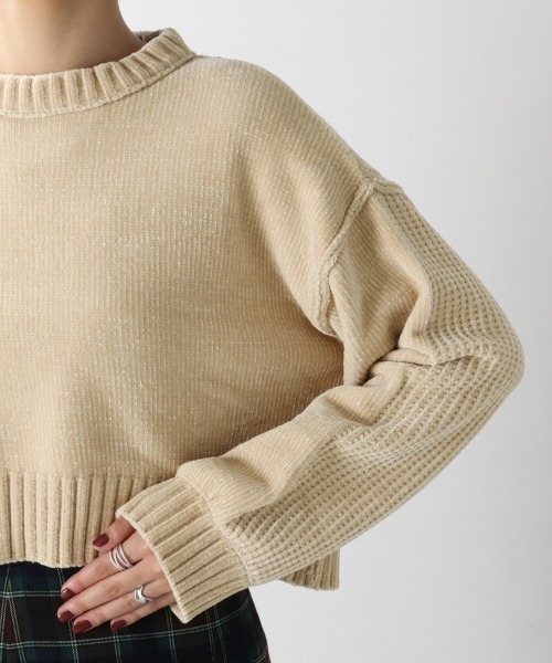 RAGEBLUE（レイジブルー）の「ソデパフモールショートニット/951515（ニット/セーター・レディース・ブラウン/グレー/オフホワイト/ブルー/グリーン/オレンジ/イエロー/パープル・FREE）」の14枚目の写真