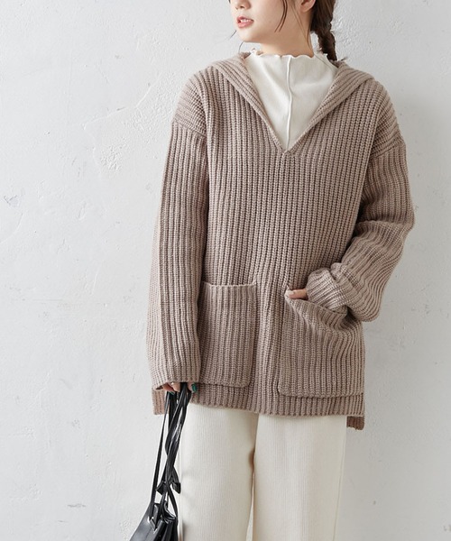 PUAL CE CIN(ピュアルセシン)の「【Du noir】セーラーカラーニットプルオーバー(ニット/セーター・レディース・ブラック/グレー/モカ・FREE)」の3枚目の写真