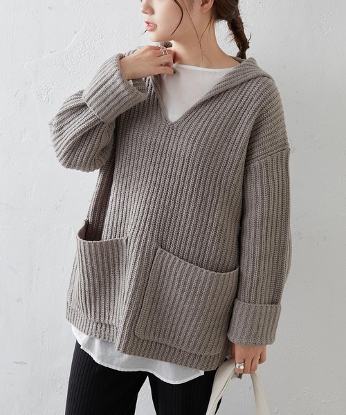 PUAL CE CIN(ピュアルセシン)の「【Du noir】セーラーカラーニットプルオーバー(ニット/セーター・レディース・ブラック/グレー/モカ・FREE)」の19枚目の写真