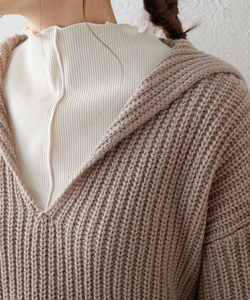 PUAL CE CIN(ピュアルセシン)の「【Du noir】セーラーカラーニットプルオーバー(ニット/セーター・レディース・ブラック/グレー/モカ・FREE)」の4枚目の写真