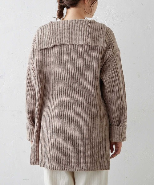 PUAL CE CIN(ピュアルセシン)の「【Du noir】セーラーカラーニットプルオーバー(ニット/セーター・レディース・ブラック/グレー/モカ・FREE)」の14枚目の写真