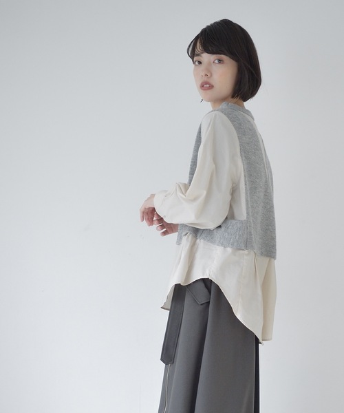 La SRIC（ラスリック）の「La SRIC / アシメドッキングシャツ（シャツ/ブラウス・レディース・オフホワイト/ライトベージュ・38）」の14枚目の写真