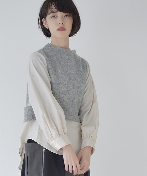 La SRIC（ラスリック）の「La SRIC / アシメドッキングシャツ（シャツ/ブラウス・レディース・オフホワイト/ライトベージュ・38）」の5枚目の写真