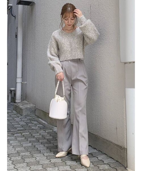 dazzlin(ダズリン)の「シュガークロップドニットトップス(ニット/セーター・レディース・ベージュ/パープル/ブルー/キャメル/グレー/ピンク・FREE)」の14枚目の写真