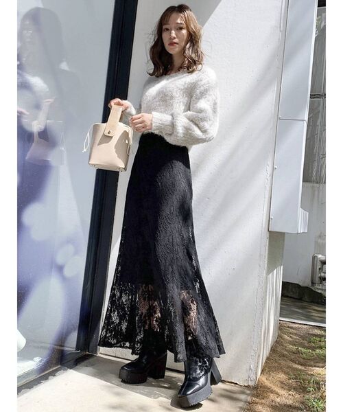 dazzlin(ダズリン)の「シュガークロップドニットトップス(ニット/セーター・レディース・ベージュ/パープル/ブルー/キャメル/グレー/ピンク・FREE)」の20枚目の写真