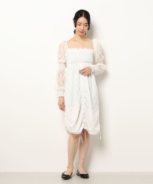 lilLilly(リルリリー)の「2WAYレースミニドレス(ワンピース・レディース・ホワイト/ブラック/ベージュ・FREE)」の21枚目の写真