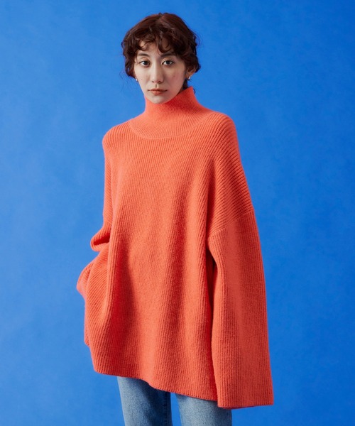 Auntie Rosa Holiday（アンティローザホリデー）の「タートルネックBIGニットプルオーバー（ニット/セーター・レディース・ライトブルー/オフホワイト/コーラルピンク・FREE）」の11枚目の写真