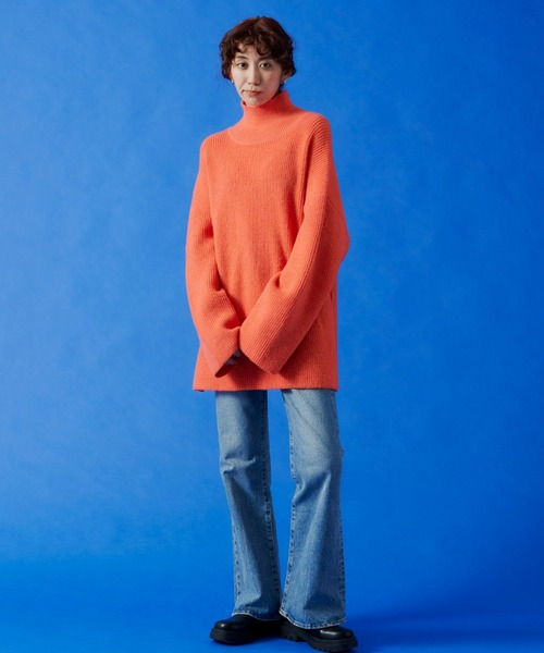 Auntie Rosa Holiday（アンティローザホリデー）の「タートルネックBIGニットプルオーバー（ニット/セーター・レディース・ライトブルー/オフホワイト/コーラルピンク・FREE）」の17枚目の写真