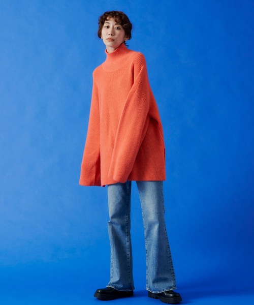 Auntie Rosa Holiday（アンティローザホリデー）の「タートルネックBIGニットプルオーバー（ニット/セーター・レディース・ライトブルー/オフホワイト/コーラルピンク・FREE）」の18枚目の写真