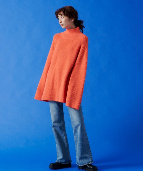 Auntie Rosa Holiday（アンティローザホリデー）の「タートルネックBIGニットプルオーバー（ニット/セーター・レディース・ライトブルー/オフホワイト/コーラルピンク・FREE）」の19枚目の写真