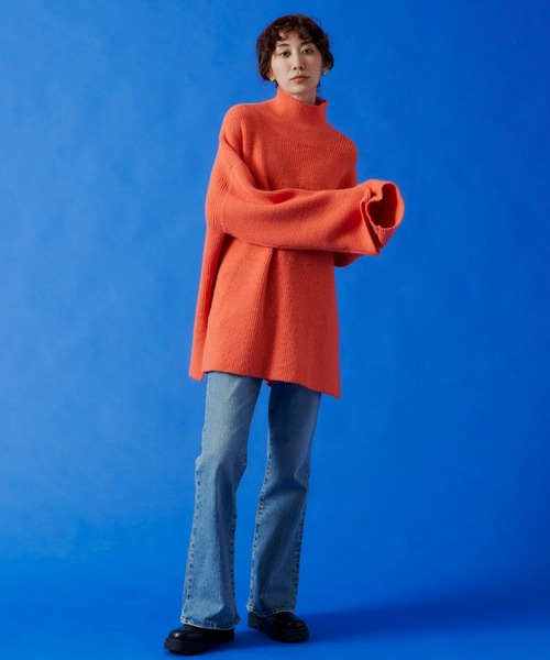 Auntie Rosa Holiday（アンティローザホリデー）の「タートルネックBIGニットプルオーバー（ニット/セーター・レディース・ライトブルー/オフホワイト/コーラルピンク・FREE）」の21枚目の写真