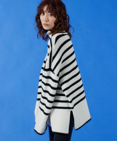 Auntie Rosa Holiday（アンティローザホリデー）の「タートルネックBIGニットプルオーバー（ニット/セーター・レディース・ライトブルー/オフホワイト/コーラルピンク・FREE）」の8枚目の写真