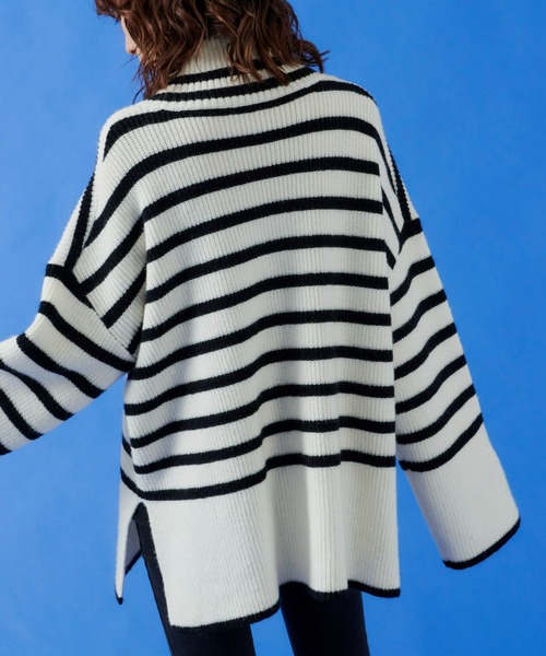 Auntie Rosa Holiday（アンティローザホリデー）の「タートルネックBIGニットプルオーバー（ニット/セーター・レディース・ライトブルー/オフホワイト/コーラルピンク・FREE）」の9枚目の写真