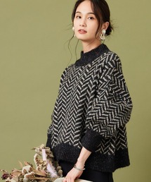 【FONT LAB】ネップ混フェザーヤーン ヘリンボーンニット