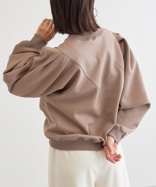 BONbazaar（ボンバザール）の「タックスリーブダンボールプルオーバー（Tシャツ/カットソー・レディース・オフホワイト/ブラック/モカ・FREE）」の3枚目の写真