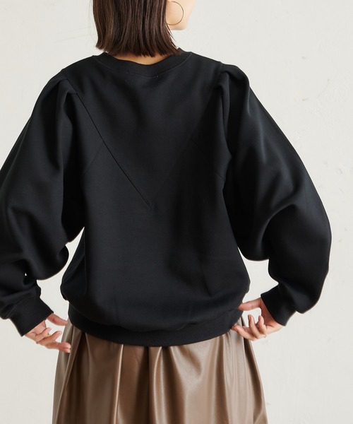 BONbazaar（ボンバザール）の「タックスリーブダンボールプルオーバー（Tシャツ/カットソー・レディース・オフホワイト/ブラック/モカ・FREE）」の11枚目の写真