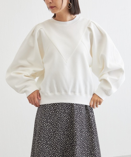 BONbazaar（ボンバザール）の「タックスリーブダンボールプルオーバー（Tシャツ/カットソー・レディース・オフホワイト/ブラック/モカ・FREE）」の18枚目の写真