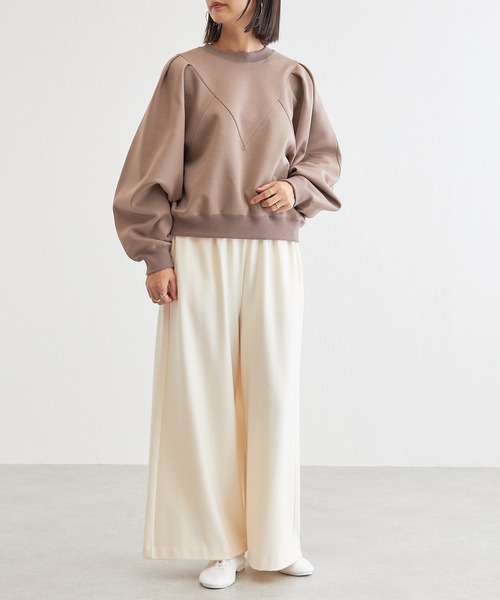 BONbazaar（ボンバザール）の「タックスリーブダンボールプルオーバー（Tシャツ/カットソー・レディース・オフホワイト/ブラック/モカ・FREE）」の4枚目の写真