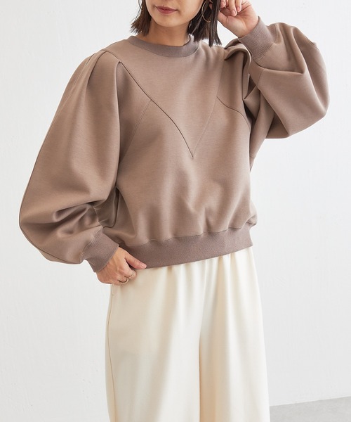 BONbazaar（ボンバザール）の「タックスリーブダンボールプルオーバー（Tシャツ/カットソー・レディース・オフホワイト/ブラック/モカ・FREE）」の14枚目の写真