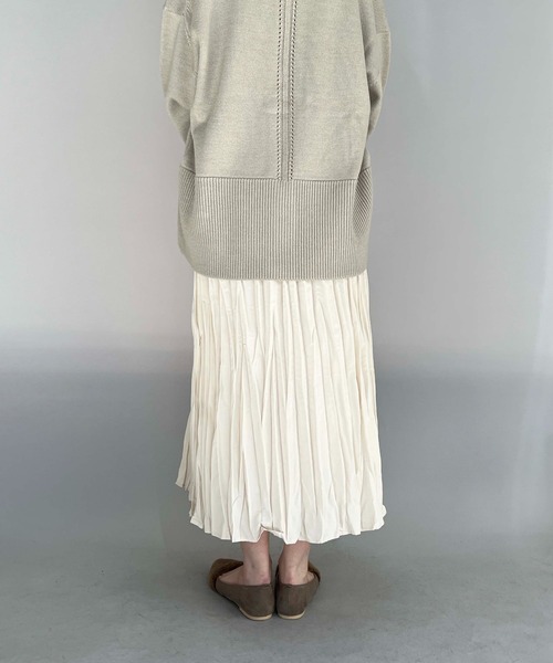 PICCIN(ピッチン)の「ワッシャープリーツロングスカート(スカート・レディース・アイボリー/ブラック/ライム・M)」の5枚目の写真