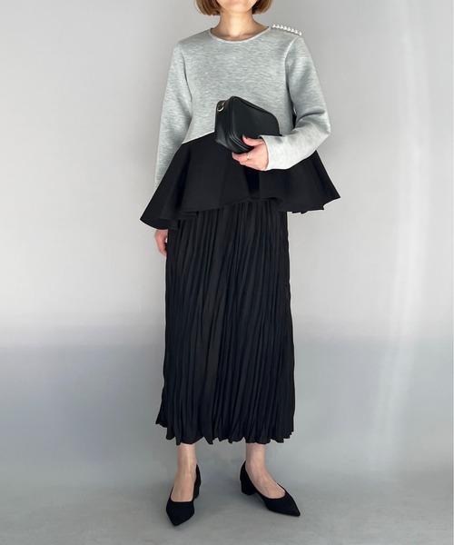 PICCIN(ピッチン)の「ワッシャープリーツロングスカート(スカート・レディース・アイボリー/ブラック/ライム・M)」の15枚目の写真