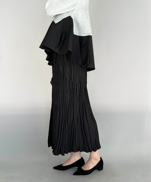 PICCIN(ピッチン)の「ワッシャープリーツロングスカート(スカート・レディース・アイボリー/ブラック/ライム・M)」の13枚目の写真