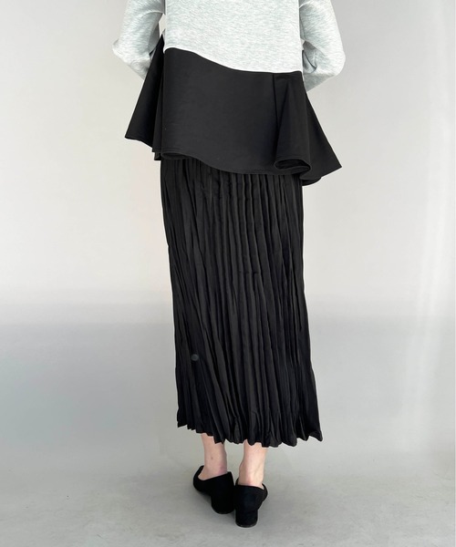 PICCIN(ピッチン)の「ワッシャープリーツロングスカート(スカート・レディース・アイボリー/ブラック/ライム・M)」の14枚目の写真
