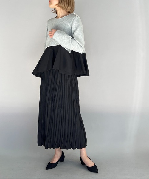 PICCIN(ピッチン)の「ワッシャープリーツロングスカート(スカート・レディース・アイボリー/ブラック/ライム・M)」の18枚目の写真