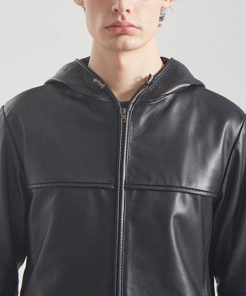 5351 POUR LES HOMMES(ゴーサンゴーイチプールオム)の「ジップアップ レザーパーカー ブルゾン(ライダースジャケット・メンズ・ホワイト/ブラック・44/46/48/50)」の22枚目の写真