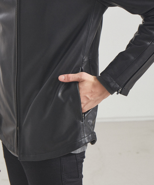 5351 POUR LES HOMMES(ゴーサンゴーイチプールオム)の「ジップアップ レザーパーカー ブルゾン(ライダースジャケット・メンズ・ホワイト/ブラック・44/46/48/50)」の20枚目の写真