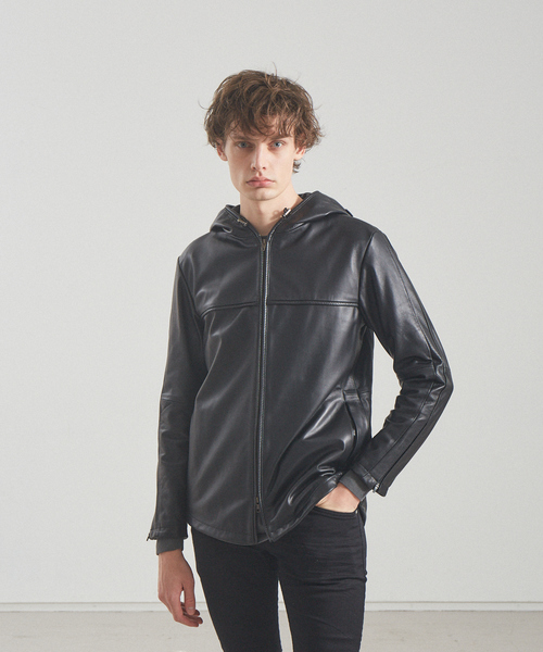 5351 POUR LES HOMMES(ゴーサンゴーイチプールオム)の「ジップアップ レザーパーカー ブルゾン(ライダースジャケット・メンズ・ホワイト/ブラック・44/46/48/50)」の14枚目の写真