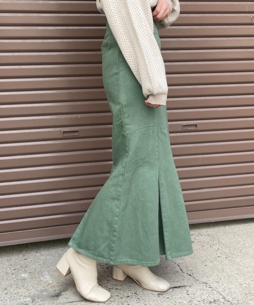 Chiaro(キアロ)の「ツイルハイウエストマーメイドスカート(スカート・レディース・ブラック/グリーン/アイボリー・FREE)」の3枚目の写真