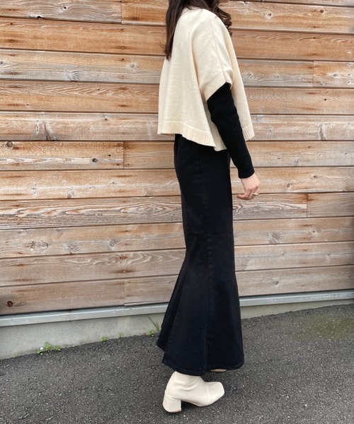 Chiaro(キアロ)の「ツイルハイウエストマーメイドスカート(スカート・レディース・ブラック/グリーン/アイボリー・FREE)」の7枚目の写真