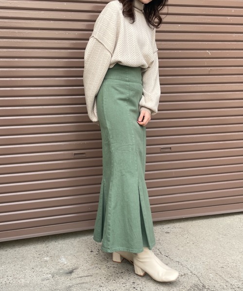 Chiaro(キアロ)の「ツイルハイウエストマーメイドスカート(スカート・レディース・ブラック/グリーン/アイボリー・FREE)」の8枚目の写真